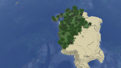 Desert-Forest Island and Portal Nearby, a featured Minecraft seed world