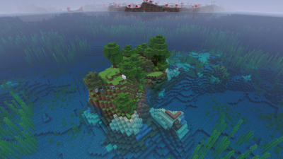 Mushroom-Surrounded Island, a featured Minecraft seed world