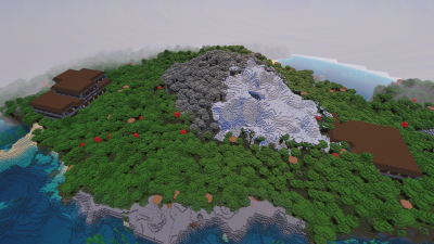 2 Mansions Island Spawn, a featured Minecraft seed world