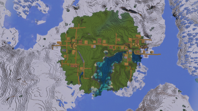 2 Plains Villages Surrounded by Snow, a featured Minecraft seed world