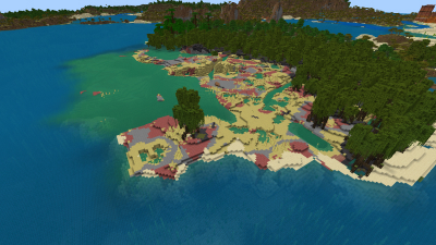 Sulfur Beach, a featured Minecraft seed world