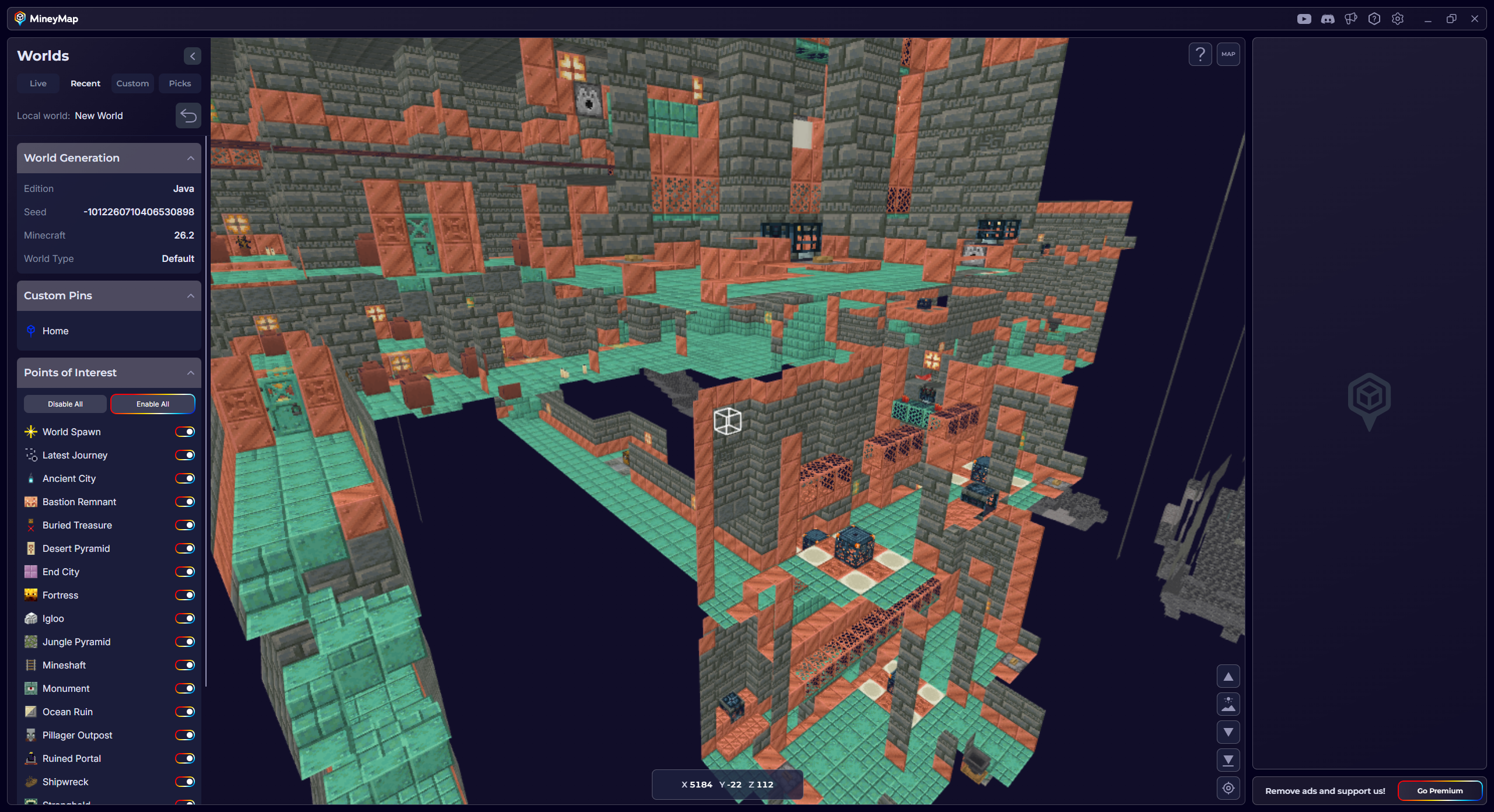 MineyMap close-up 3D underground view of a Trial Chamber
